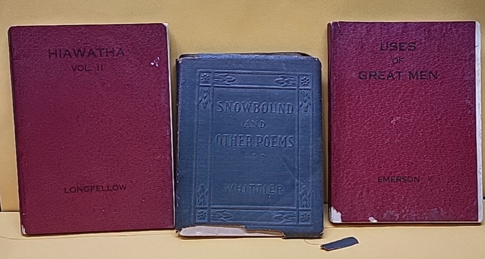 Lot of 3 Pocket Books 3"-4" HIAWATHA SNOWBOUND USES OF GREAT MEN Junk Journal